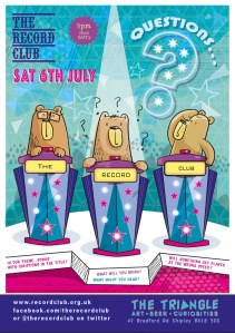 Bears competing in a tv quiz show looking perplexed.